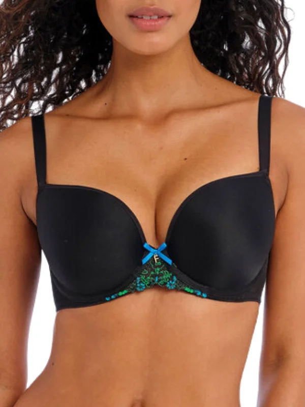postpartum women T Shirt Bras for comfort Show-off Moulded Plunge T-Shirt Bra - Black postpartum women T Shirt Bras for comfort Show-off Moulded Plunge T-Shirt Bra - Black