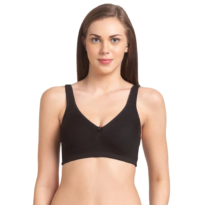push up women T Shirt Bras for enhanced curves Rose - Non Padded Solid Minimizer Bra Black