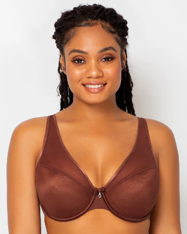 plus size women T Shirt Bras for a perfect fit Sheer Mesh Plunge T-Shirt Bra - Chocolate Nude plus size women T Shirt Bras for a perfect fit Sheer Mesh Plunge T-Shirt Bra - Chocolate Nude