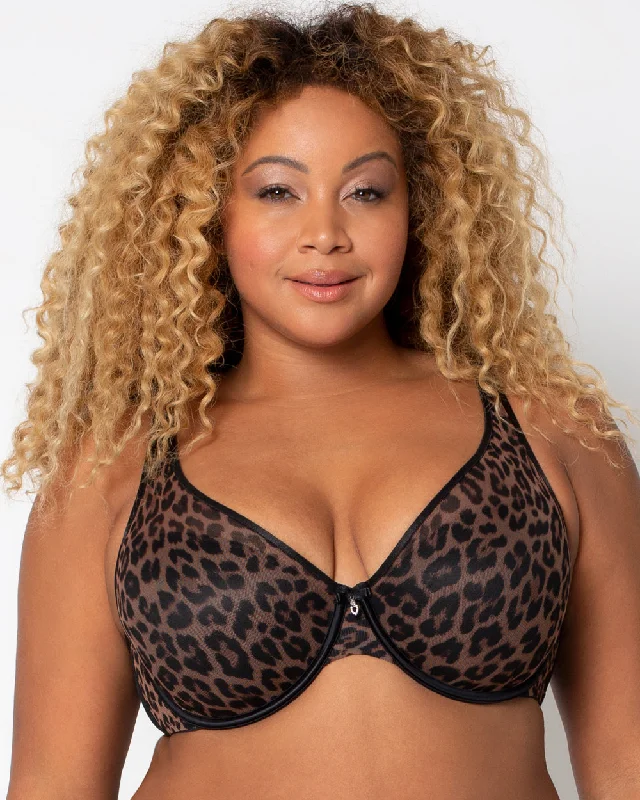 modern style women T Shirt Bras for a contemporary feel Sheer Mesh Plunge T-Shirt Bra - Designer Leopard modern style women T Shirt Bras for a contemporary feel Sheer Mesh Plunge T-Shirt Bra - Designer Leopard