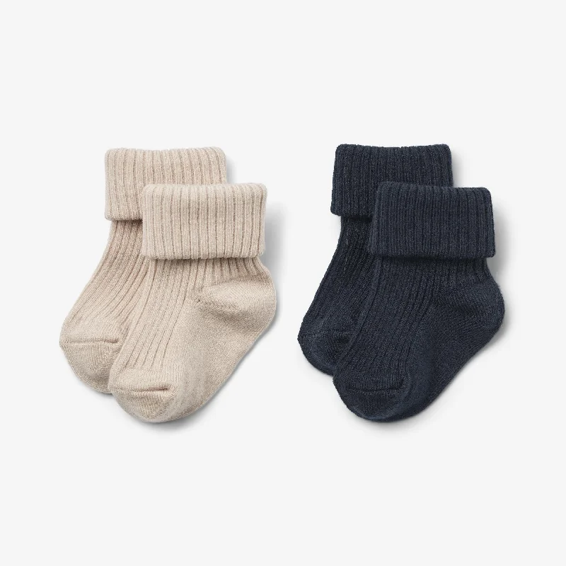 Tights for Professional Wear 2 pk Wool Rib Socks Ziggy - navy