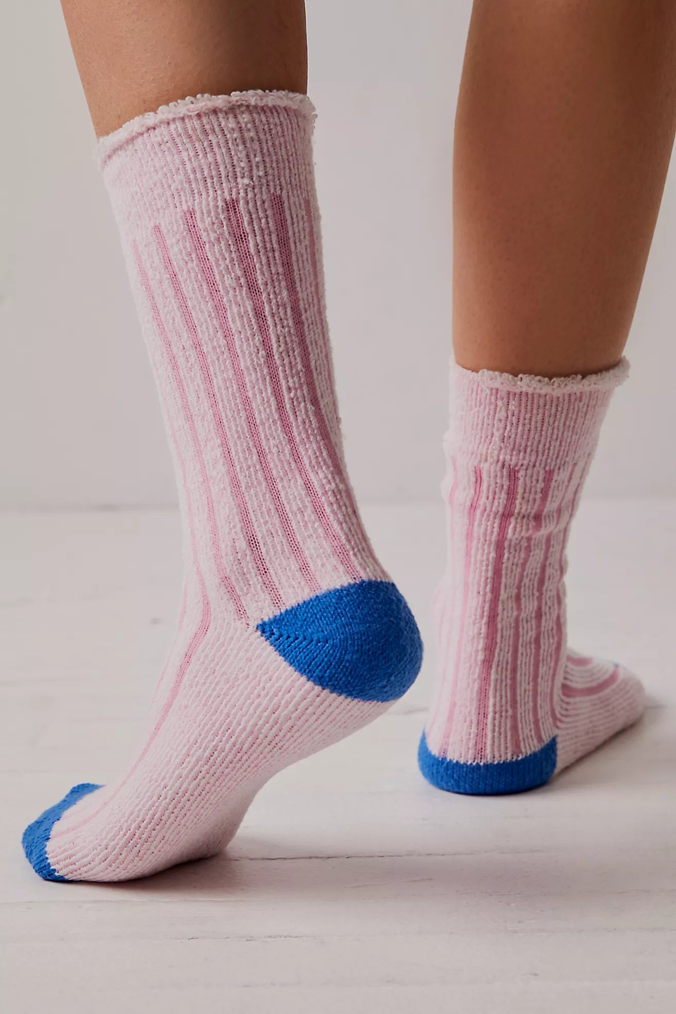 Solid - Color Sock Slippers in Earth Tones​ Plush Inside Out Crew Socks | Bubblegum