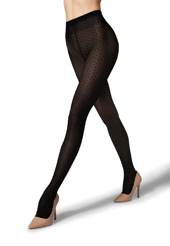 Women's Striped Tights Black Satin Touch Dots Tights