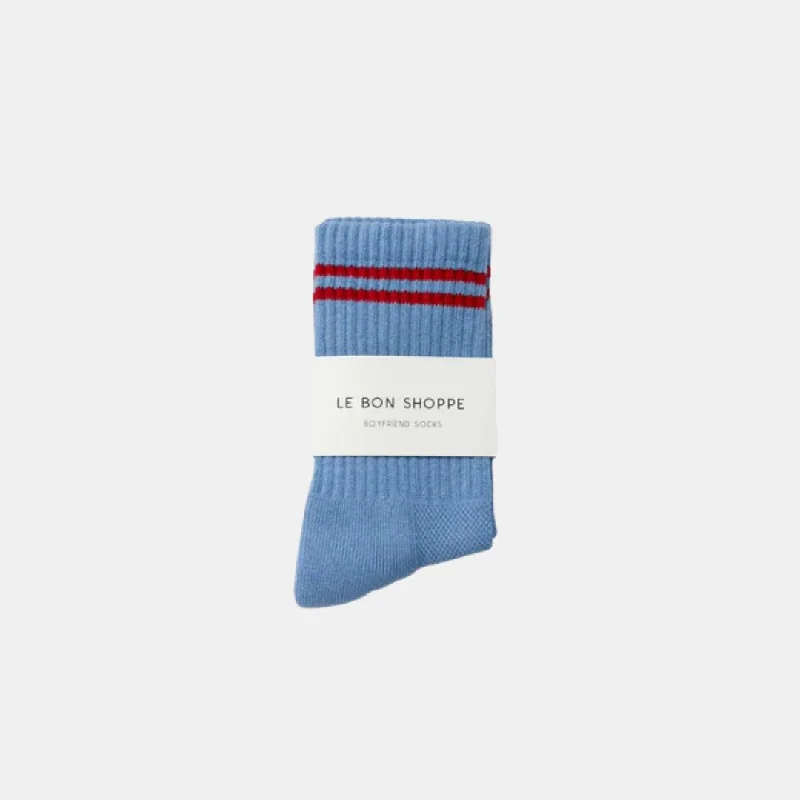 Women's satin - trimmed socks for a touch of elegance Boyfriend Socks (Ciel Blue)