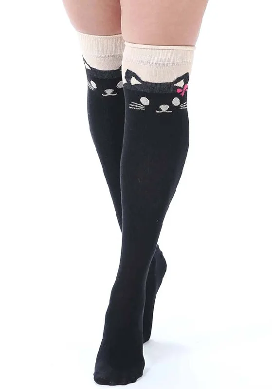 Anti - odor stockings for long - day freshness Cat With Tail | OVER KNEE SOCKS