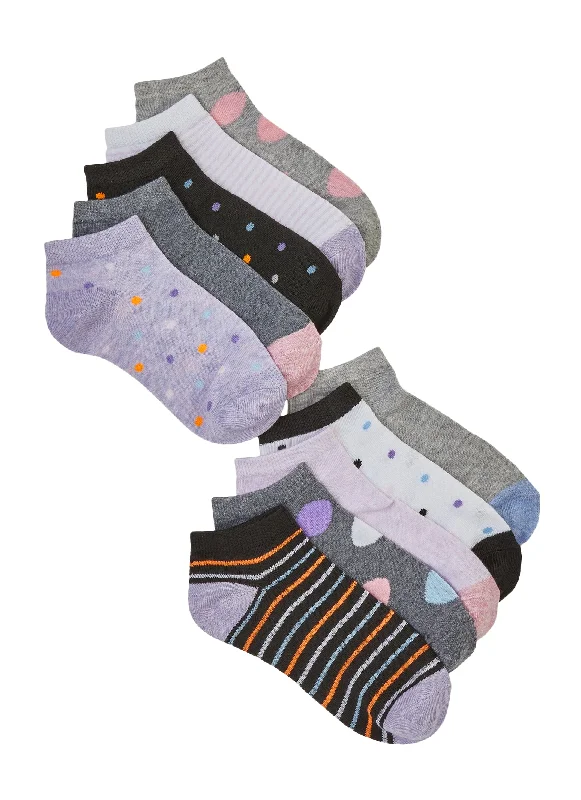 Tights with Bow Details Girls Striped Patterned Socks 10 Pack