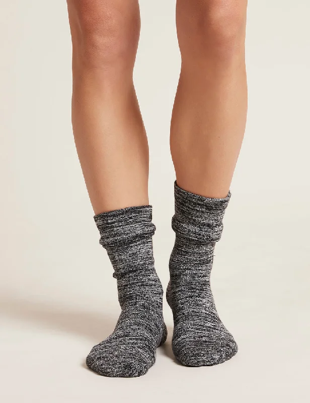 Women's cashmere - blend socks for extra softness Chunky Bed Socks - Black Marl