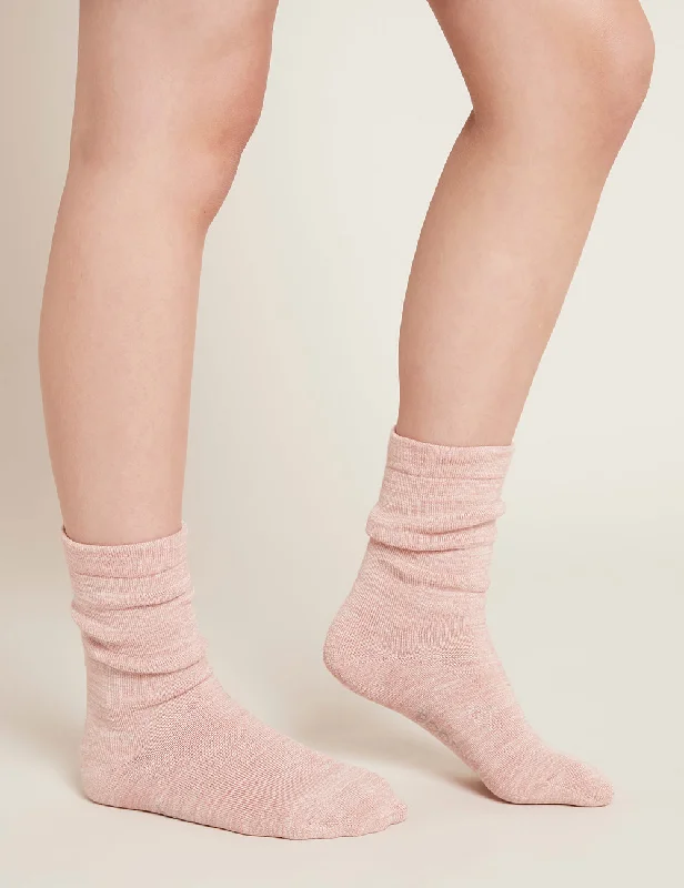 Women's satin - trimmed socks for a touch of elegance Chunky Bed Socks - Dusty Pink Marl Women's satin - trimmed socks for a touch of elegance Chunky Bed Socks - Dusty Pink Marl