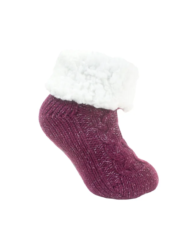 Inflatable Sock Slippers for Adjustable Warmth The Margot Slipper Sock - Berry/Silver Lurex Inflatable Sock Slippers for Adjustable Warmth The Margot Slipper Sock - Berry/Silver Lurex