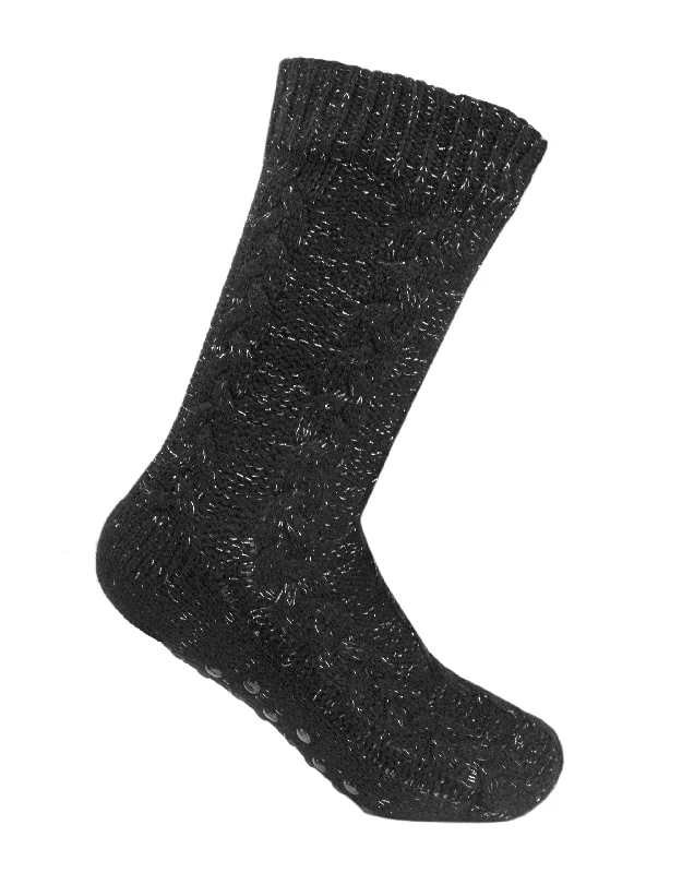 Organic Cotton Sock Slippers for a Natural Choice The Margot Slipper Sock - Black/Silver Lurex Organic Cotton Sock Slippers for a Natural Choice The Margot Slipper Sock - Black/Silver Lurex