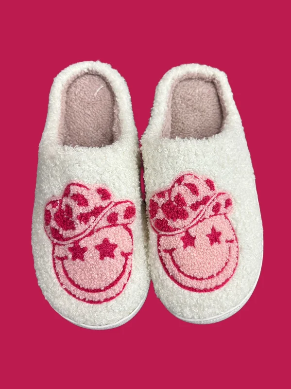 Zip - Front Sock Slippers for Easy On and Off​ Cowgirl Smiley Face Slippers