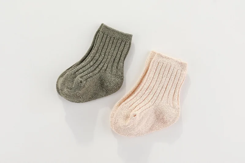 Tights for Professional Wear Crew Ribbed Socks 2Pk - Olive & Cream