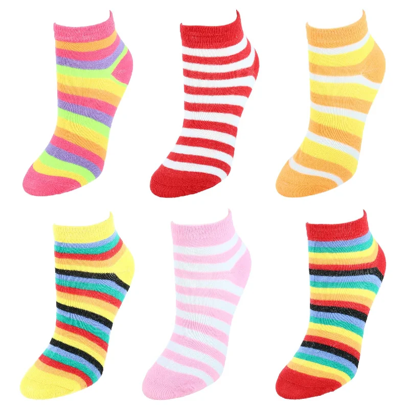 Ombre - Dyed Sock Slippers for a Gradient Effect CTM® Women's Multi-Color Striped Low Cut Socks (6 Pack) Ombre - Dyed Sock Slippers for a Gradient Effect CTM® Women's Multi-Color Striped Low Cut Socks (6 Pack)