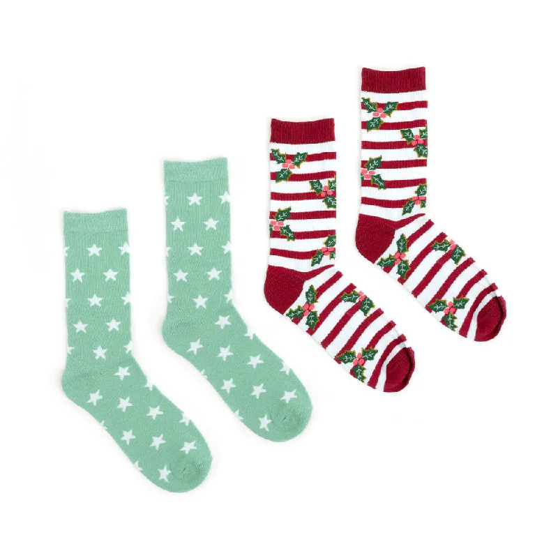 Polka - Dot Sock Slippers for a Fun Vibe​ Ladies Festive 2-Pack Sock Gift Set