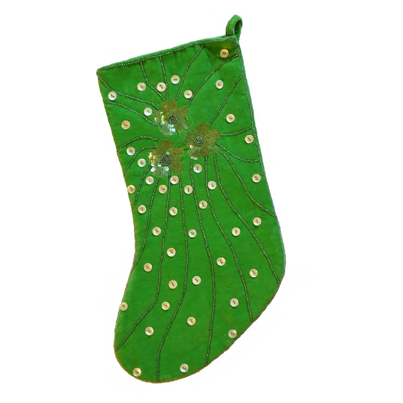 Nylon stockings for a smooth and shiny finish Lime Velvet Christmas Stocking