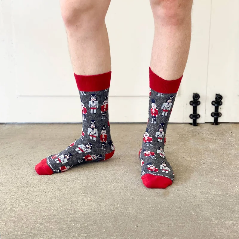 Solid - Color Sock Slippers in Earth Tones​ Men's Nutcracker Socks