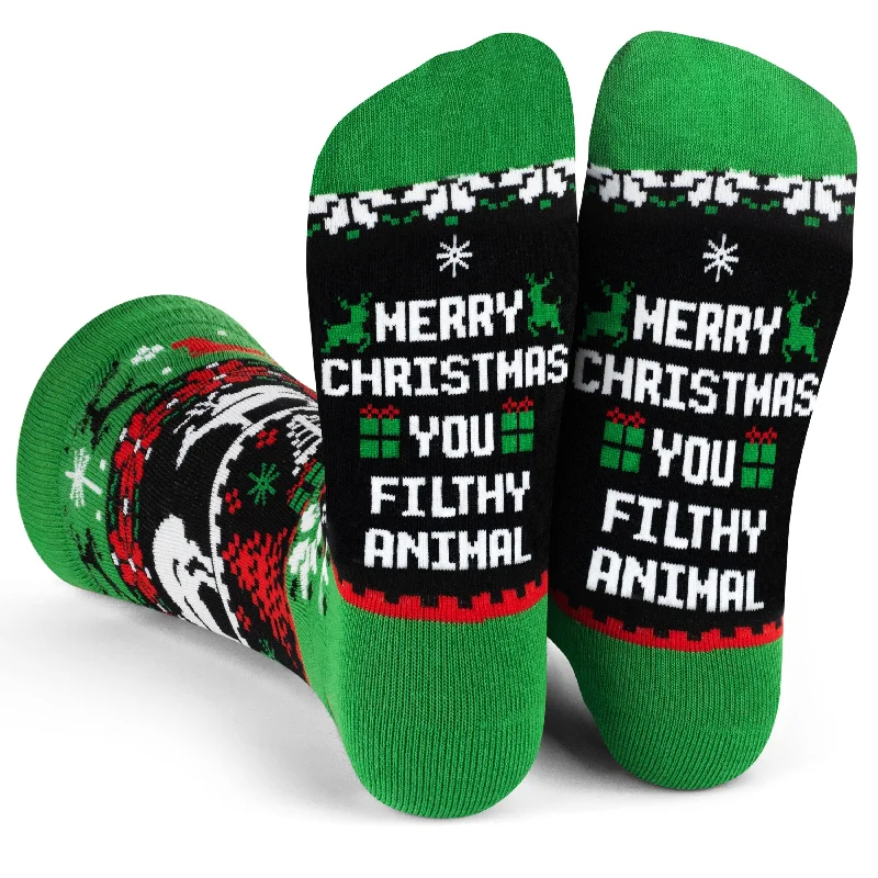 Fair Isle - Patterned Sock Slippers for a Festive Look​ Merry Xmas You Filthy Animal Socks