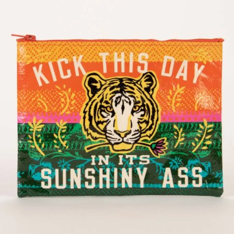 Women's satin - trimmed socks for a touch of elegance Nylon Zipper Pouch: Kick This Day In Its Sunshiny Ass