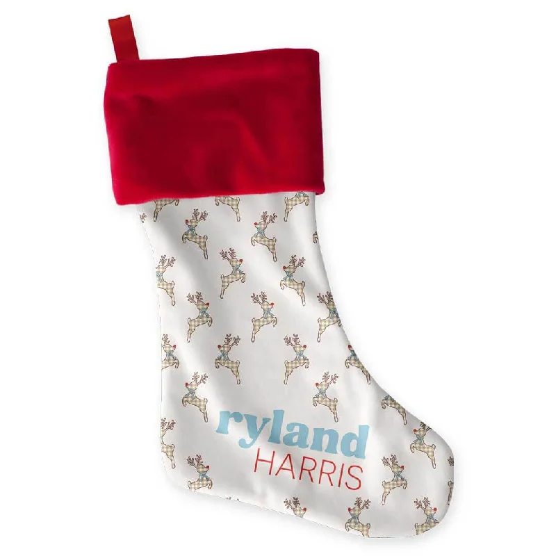 Ruffled - edge stockings for a playful look Personalized Stocking | Rudolph