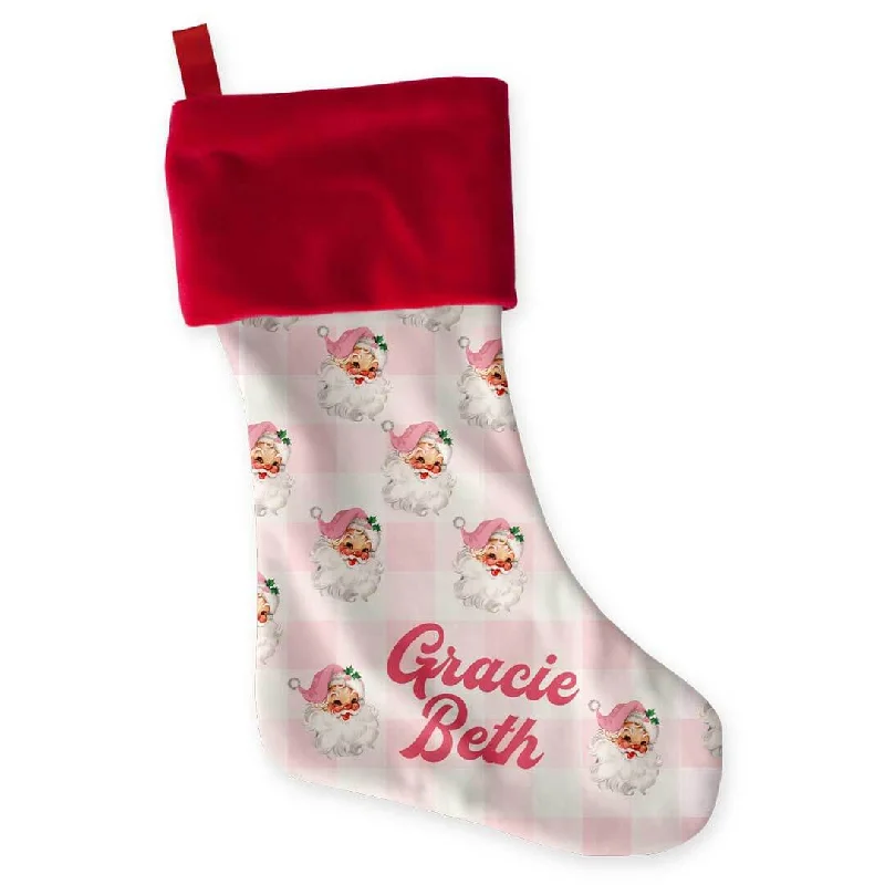 Opaque stockings in a classic black color Personalized Stocking | Vintage Santa