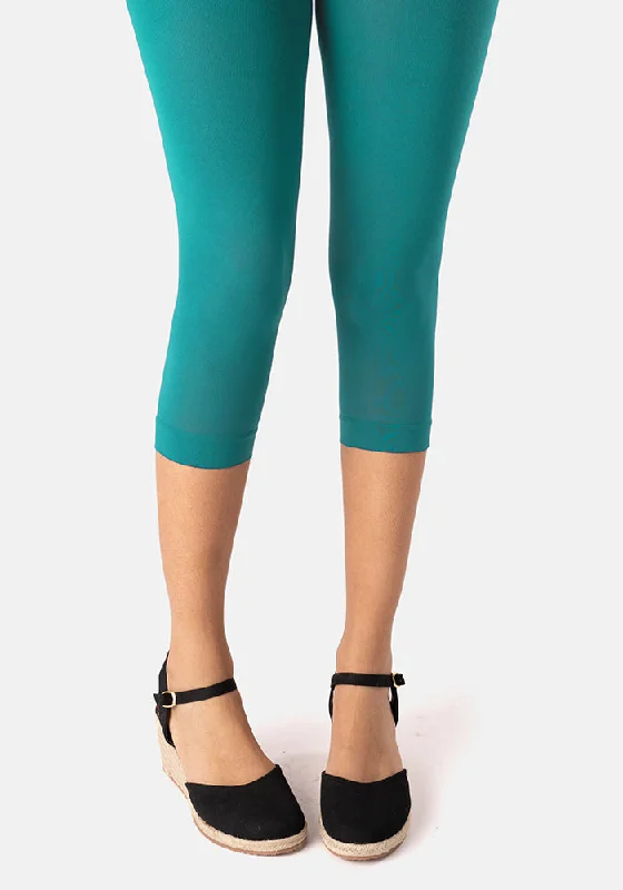 Thigh-High Tights for Women Premium 50 Denier Capri Tights Aqua
