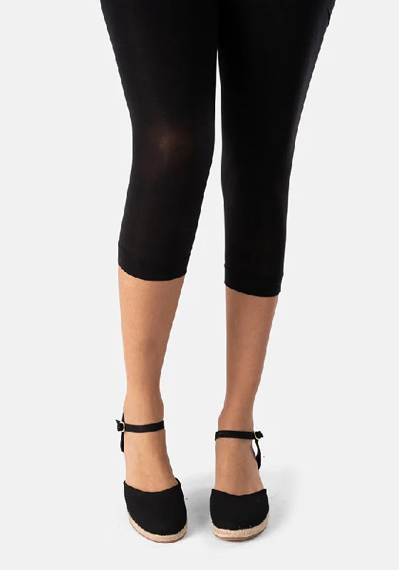 Women's Tights with Patterns Premium 50 Denier Capri Tights Black