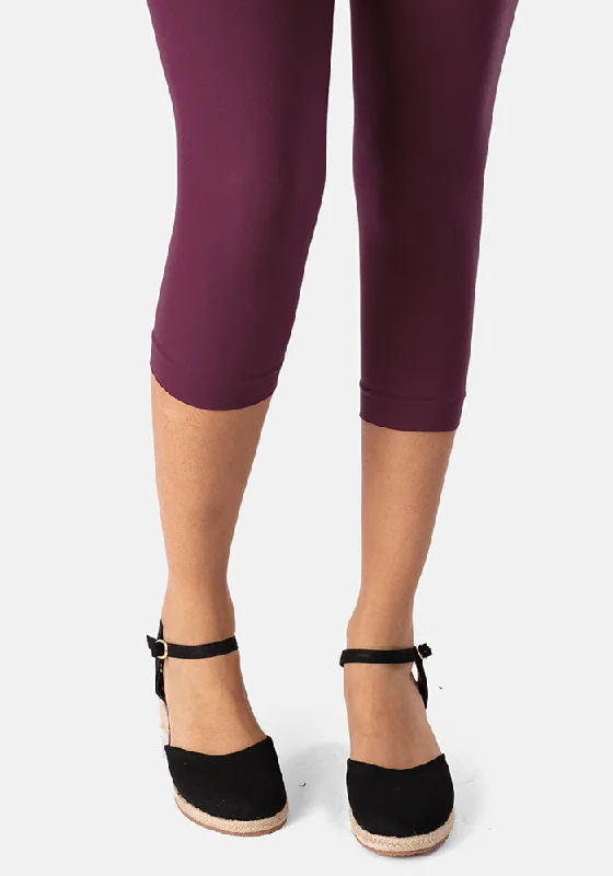 Velvet Tights for Women Premium 50 Denier Capri Tights Damson