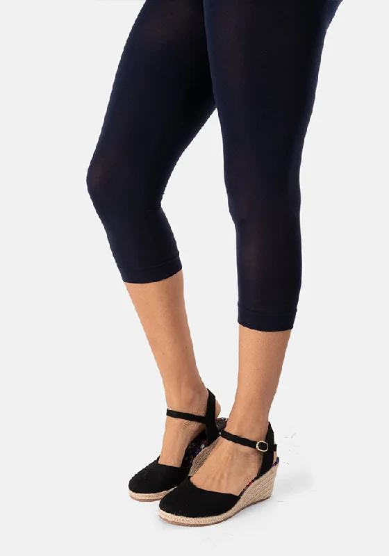 Breathable Tights for Women Premium 50 Denier Capri Tights Navy