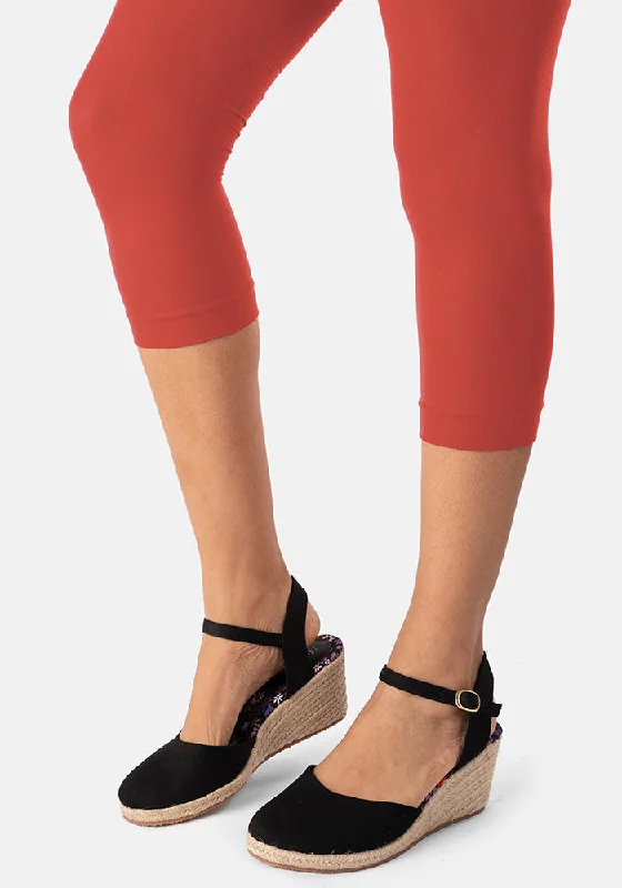Women's Shiny Tights Premium 50 Denier Capri Tights Pumpkin