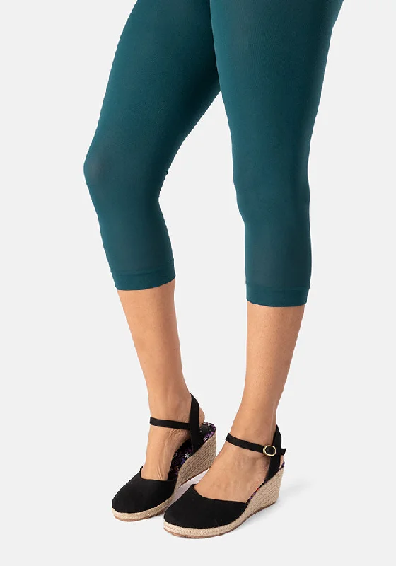 Women's Satin Tights Premium 50 Denier Capri Tights Teal