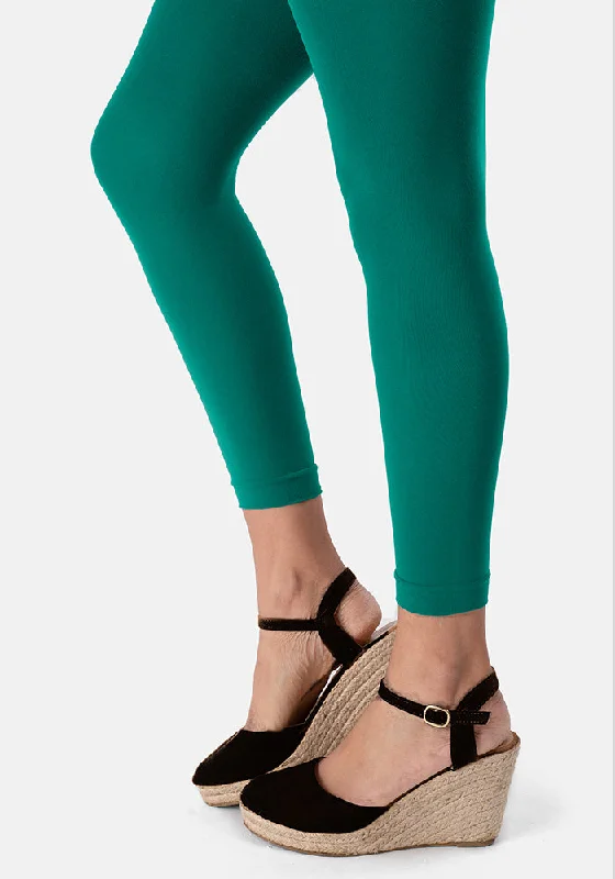 Patterned Tights for Women Premium 50 Denier Footless Tights Pine Green