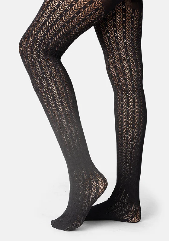 Polka Dot Tights for Women Premium Black Chevron Tights