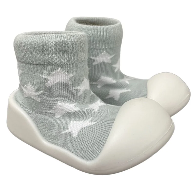 Women's Satin Tights Rubber Soled Socks - Grey Star