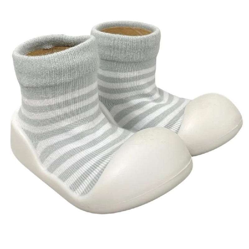 Color Block Tights for Women Rubber Soled Socks - Grey Stripe