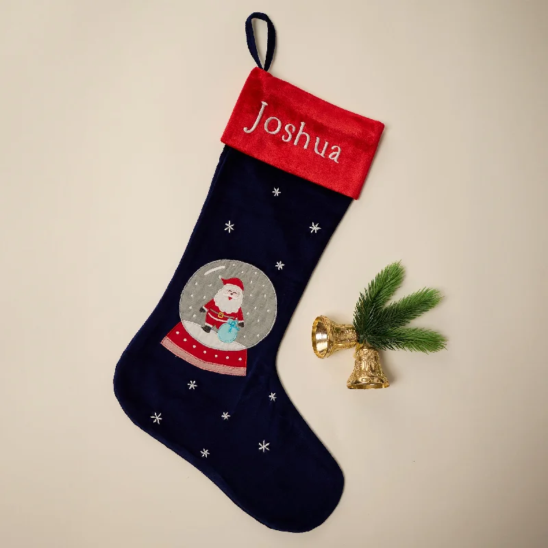 Spandex - infused stockings for stretch Santa Snowglobe Stocking