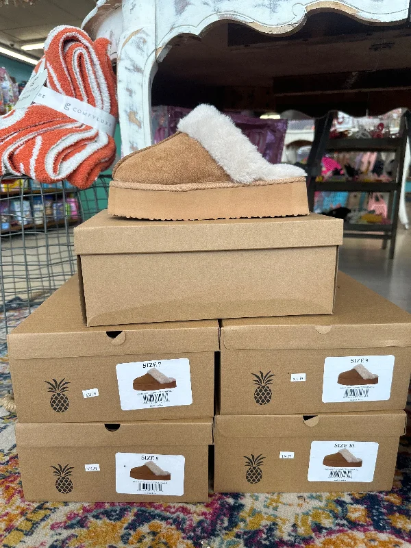 Bluetooth - Enabled Heated Sock Slippers for Remote Control Simply Southern + Brown Platform Slippers Bluetooth - Enabled Heated Sock Slippers for Remote Control Simply Southern + Brown Platform Slippers