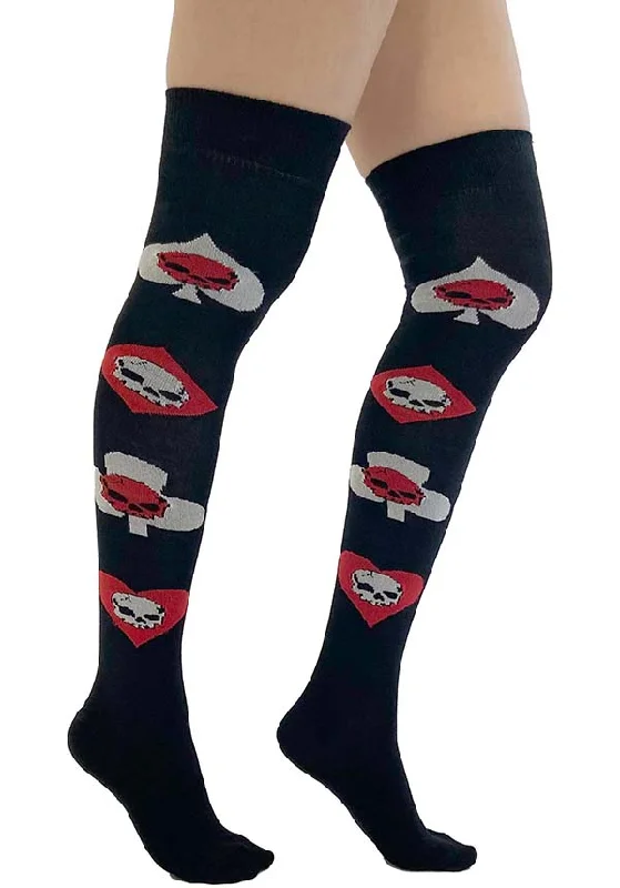 Nude - colored stockings for a natural look Skull On Heart Clubs | OVER THE KNEE SOCKS