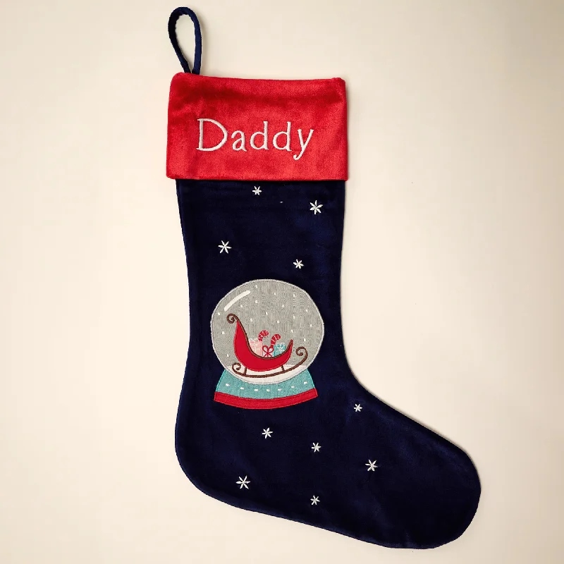 Microfiber stockings for a lightweight option Sleigh Snowglobe Stocking