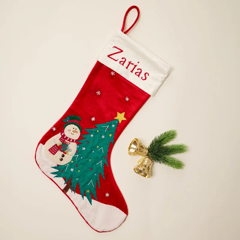 Anti - odor stockings for long - day freshness Snowman With Tree Stocking