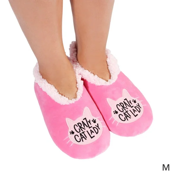 Crocheted Sock Slippers for a Handmade Look Snuggups Crazy Cat Lady Slippers Medium Crocheted Sock Slippers for a Handmade Look Snuggups Crazy Cat Lady Slippers Medium