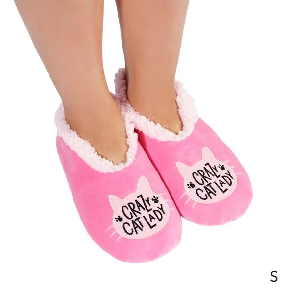 Elastic - Top Sock Slippers for a Secure Fit Snuggups Crazy Cat Lady Slippers Small Elastic - Top Sock Slippers for a Secure Fit Snuggups Crazy Cat Lady Slippers Small