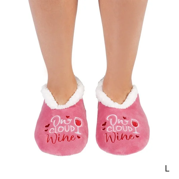 Sock Slippers with Pom - Pom Decorations​ Snuggups On Cloud Wine Slippers Large