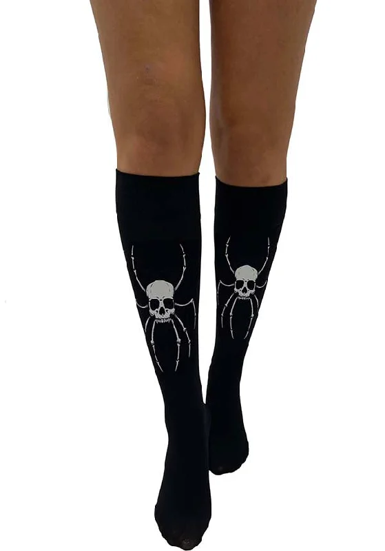 Purple stockings for a regal and mysterious look Spider Skeleton Transfer | KNEE HIGH SOCKS