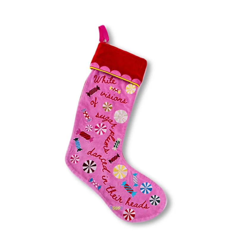 Patterned stockings with polka dots Sugar Plums Embroidered Stocking