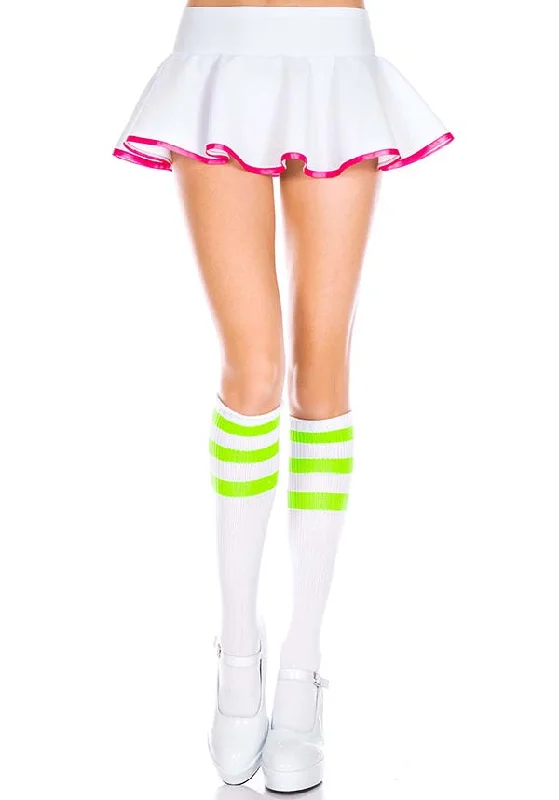 Red stockings for a bold and passionate statement Triple Stripe [White/N Green] | KNEE HIGH SOCKS