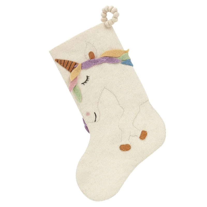 Party stockings for a night out Unicorn Christmas Stocking in Hand Felted Wool