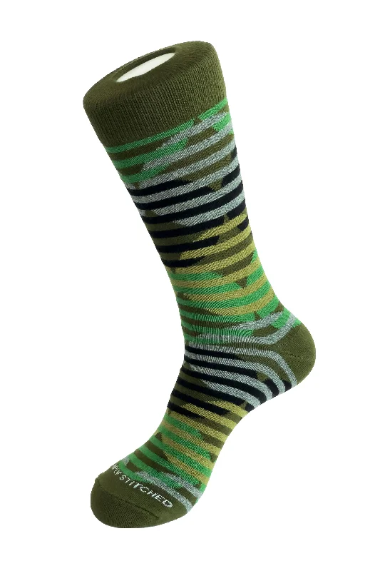 Women's cable - knit ankle socks for a cozy style CIRCLE STRIPE
