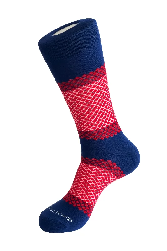 Women's leather - look socks for an edgy style DENSE DIAMOND STRIPE