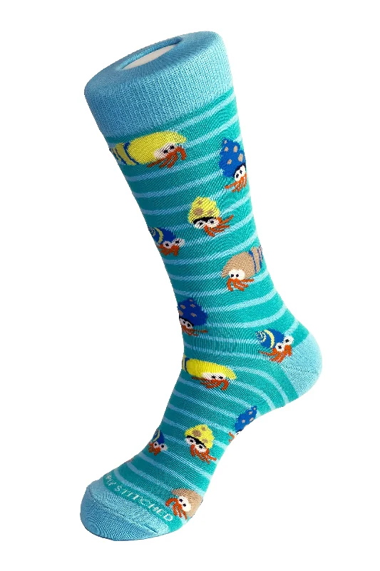 Women's thigh - high socks in a fishnet pattern HERMIT CRAB STRIPE