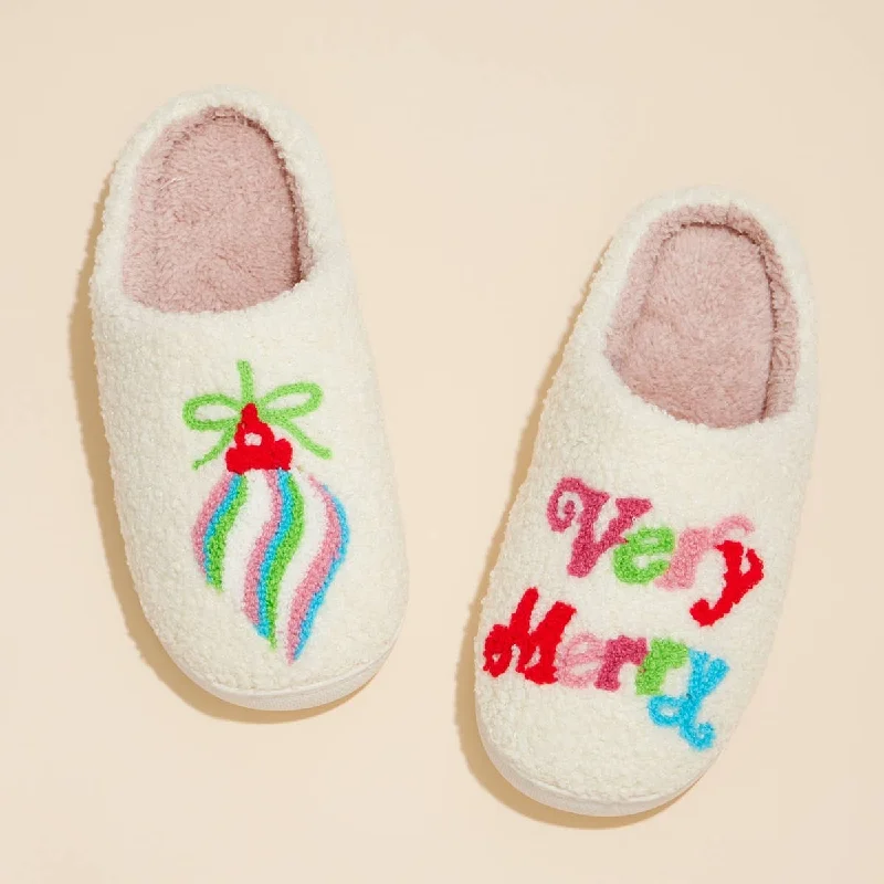 Detachable Lining Sock Slippers for Versatility Very Merry Christmas House Slippers Detachable Lining Sock Slippers for Versatility Very Merry Christmas House Slippers